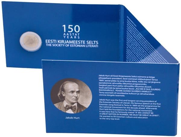Grote foto estland 2 euro 2022 estische literatuur genootschap coincard verzamelen munten overige