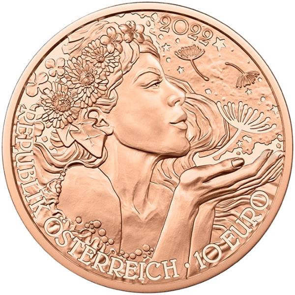 Grote foto oostenrijk 10 euro 2022 paardenbloem koper verzamelen munten overige