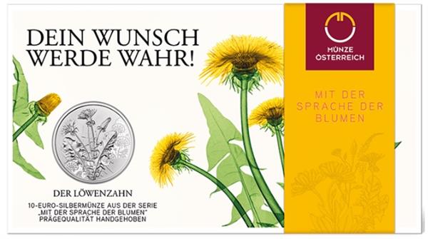 Grote foto oostenrijk 10 euro 2022 paardenbloem zilver bu verzamelen munten overige