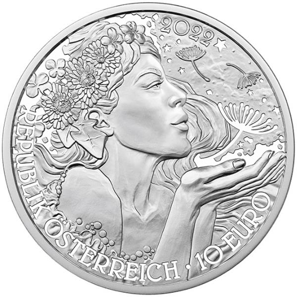 Grote foto oostenrijk 10 euro 2022 paardenbloem zilver bu verzamelen munten overige