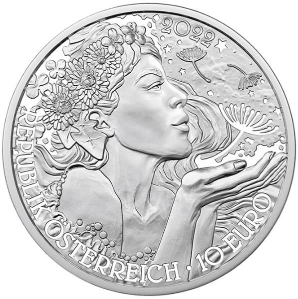 Grote foto oostenrijk 10 euro 2022 paardenbloem proof gekleurd verzamelen munten overige