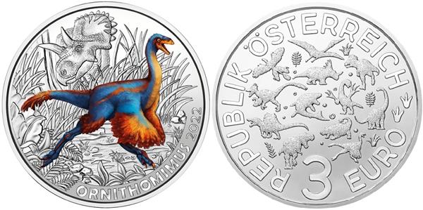 Grote foto oostenrijk 3 euro 2022 ornithomimus velox verzamelen munten overige