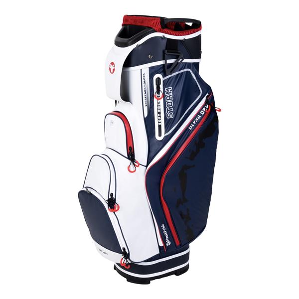 Grote foto fastfold 9.5 cartbag storm ultra dry navy white red sport en fitness golf