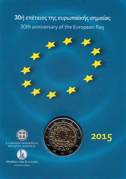 Grote foto griekenland 2 euro 2015 30 jaar europese vlag coincard verzamelen munten overige