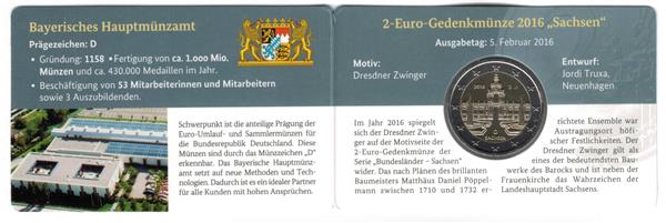 Grote foto duitsland 2 euro 2016 coincard sachsen d m nchen verzamelen munten overige