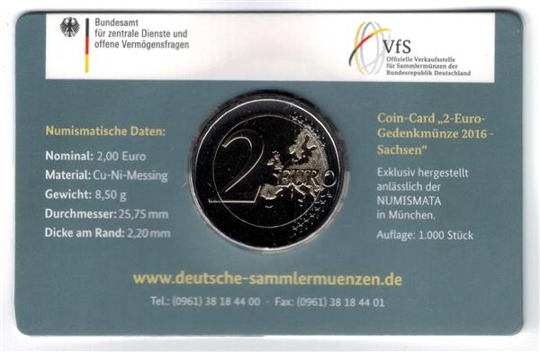 Grote foto duitsland 2 euro 2016 coincard sachsen d m nchen verzamelen munten overige