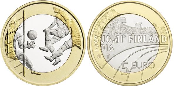 Grote foto finland 5 euro 2016 sport voetbal unc verzamelen munten overige