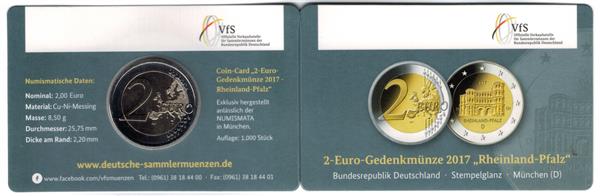 Grote foto duitsland 2 euro 2017 coincard rheinland pfalz m nchen d verzamelen munten overige