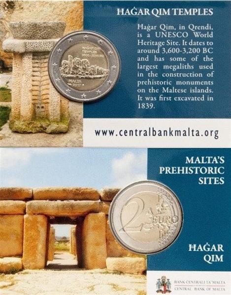 Grote foto malta 2 euro 2017 hagar qim coincard met muntteken verzamelen munten overige