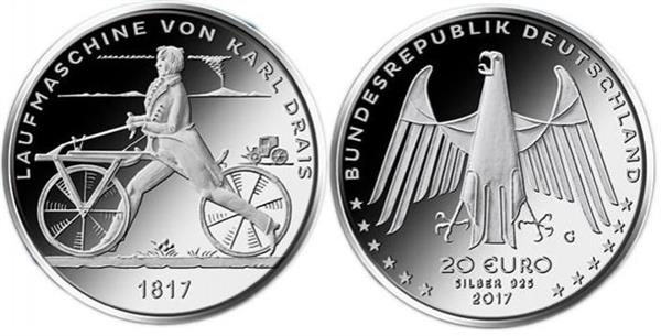 Grote foto duitsland 20 euro 2017 loopfiets karl drais verzamelen munten overige