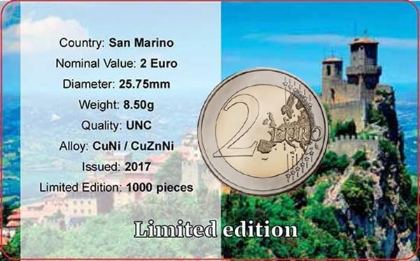 Grote foto san marino 2 euro 2017 coincard verzamelen munten overige