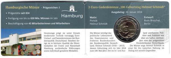 Grote foto duitsland 2 euro 2018 coincard helmut schmidt verzamelen munten overige