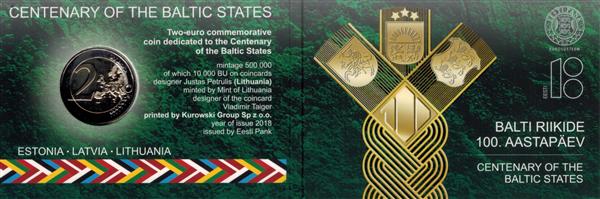 Grote foto estland 2 euro 2018 coincard baltische onafhankelijkheid verzamelen munten overige