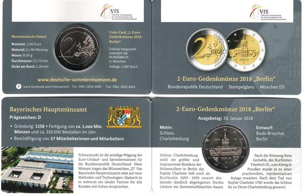 Grote foto duitsland 2 euro 2018 coincard charlottenburg m nchen d verzamelen munten overige