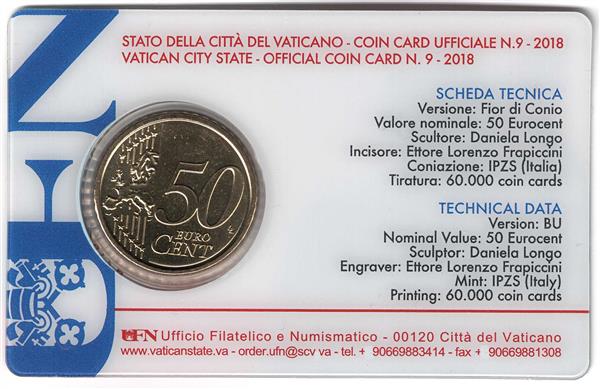 Grote foto vaticaan coincard 50 cent 2018 nummer 9 verzamelen munten overige