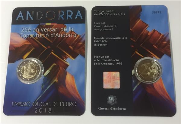 Grote foto andorra 2 euro 2018 25 jaar constitutie andorra verzamelen munten overige