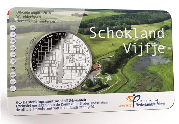 Grote foto nederland 5 euro 2018 schokland coincard bu verzamelen munten overige