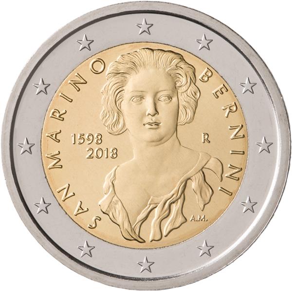Grote foto san marino 2 euro 2018 bernini in munthouder verzamelen munten overige