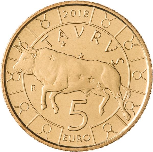 Grote foto san marino 5 euro 2018 zodiac stier verzamelen munten overige