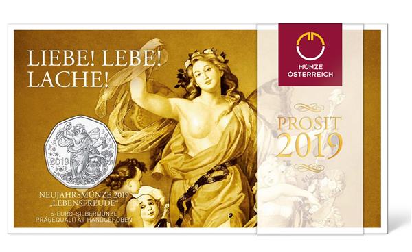 Grote foto oostenrijk 5 euro 2019 levensvreugde zilver bu verzamelen munten overige