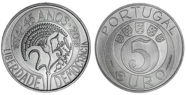 Grote foto portugal 5 euro 2019 45 jaar anjerrevolutie verzamelen munten overige