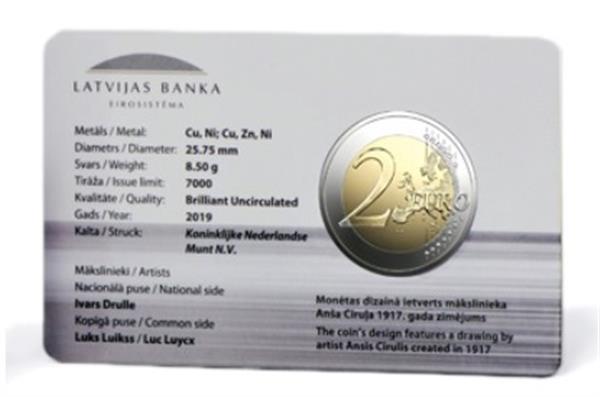 Grote foto letland 2 euro 2019 de opkomende zon coincard verzamelen munten overige