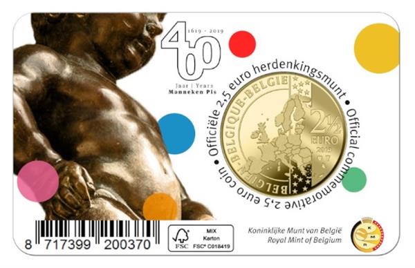 Grote foto belgi 2 5 euro 2019 manneken pis coincard frans verzamelen munten overige