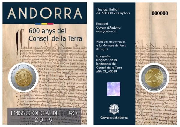 Grote foto andorra 2 euro 2019 600 jaar parlement van andorra verzamelen munten overige