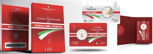 Grote foto itali 2 euro 2020 de brandweer coincard verzamelen munten overige