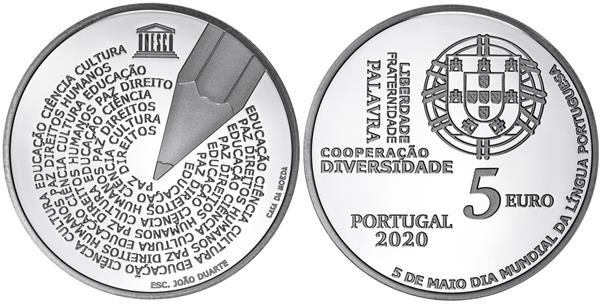 Grote foto portugal 5 euro 2020 5 mei dag van de portugese taal verzamelen munten overige