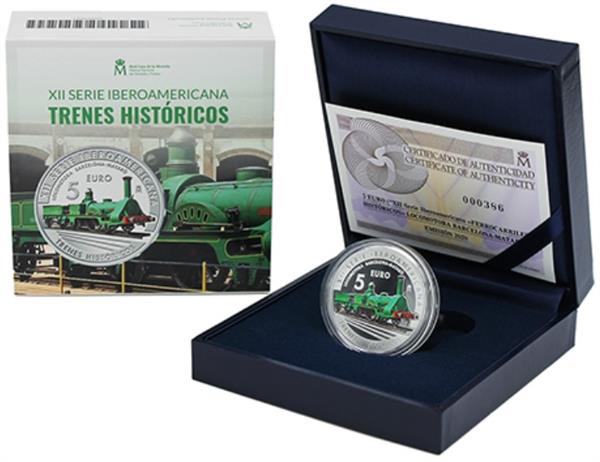 Grote foto spanje 5 euro 2020 historische treinen verzamelen munten overige