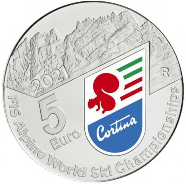 Grote foto itali 5 euro 2021 wereldbeker ski finale cortina verzamelen munten overige
