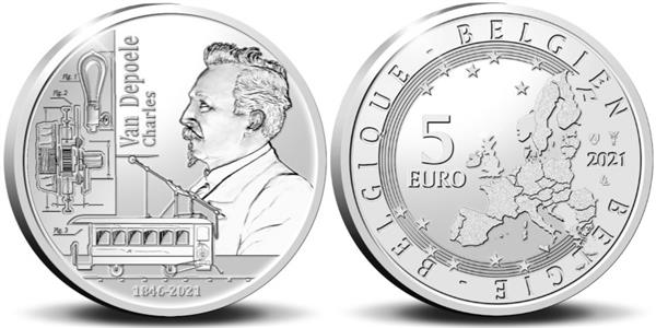 Grote foto belgi 5 euro 2021 charles van depoele verzamelen munten overige