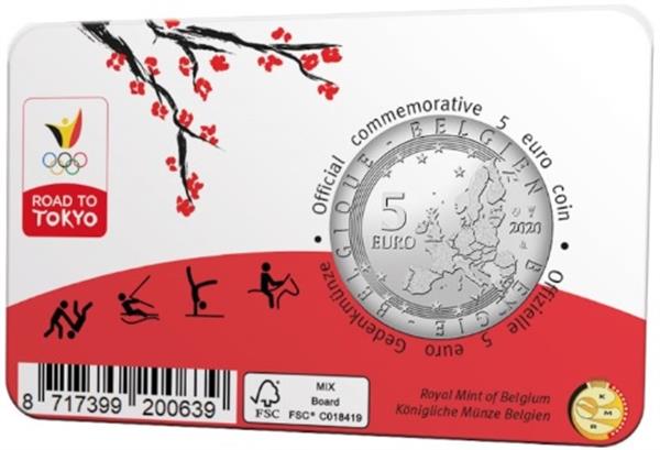 Grote foto belgi 5 euro 2020 coincard olympische spelen gekleurd verzamelen munten overige