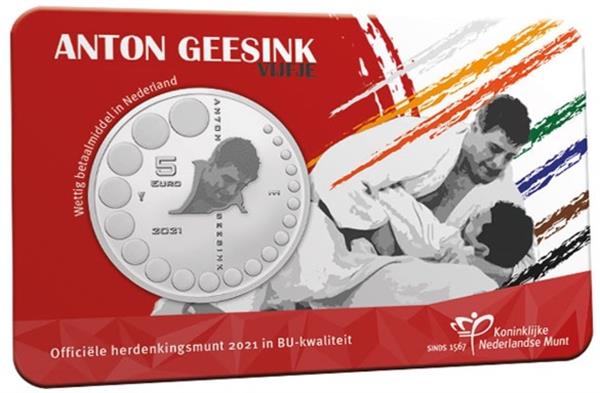 Grote foto nederland 5 euro 2021 anton geesink coincard bu verzamelen munten overige