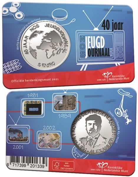 Grote foto nederland 5 euro 2021 40 jaar jeugdjournaal coincard unc verzamelen munten overige