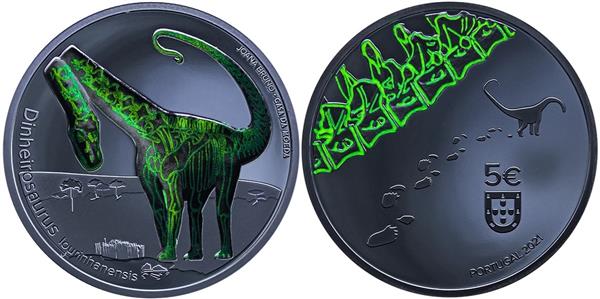 Grote foto portugal 5 euro 2021 proof dinheirosaurus lourinhanensis verzamelen munten overige