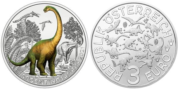 Grote foto oostenrijk 3 euro 2021 argentinosaurus verzamelen munten overige