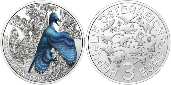 Grote foto oostenrijk 3 euro 2022 microraptor verzamelen munten overige