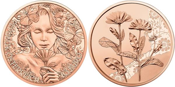 Grote foto oostenrijk 10 euro 2022 de goudsbloem koper verzamelen munten overige
