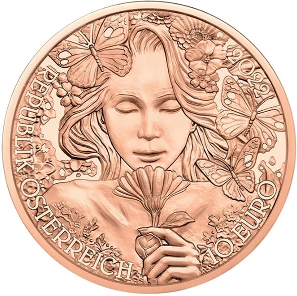 Grote foto oostenrijk 10 euro 2022 de goudsbloem koper verzamelen munten overige