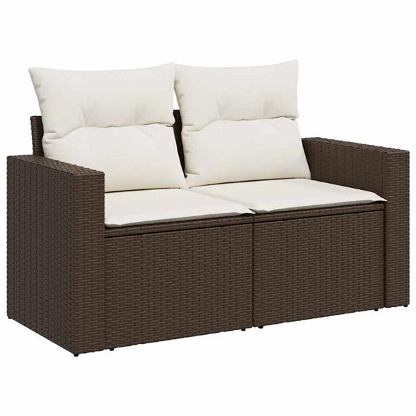 Grote foto vidaxl 4 delige loungeset met kussens poly rattan bruin tuin en terras tuinmeubelen