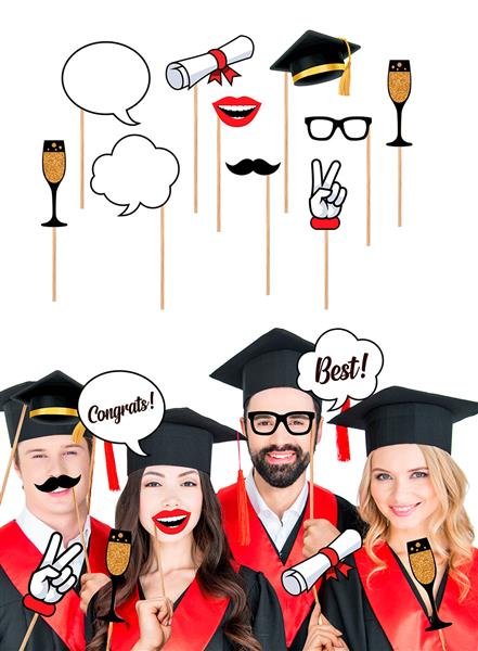 Grote foto geslaagd photobooth props zwart goud 10st verzamelen overige verzamelingen