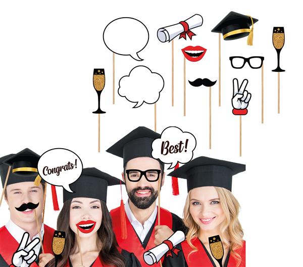 Grote foto geslaagd photobooth props zwart goud 10st verzamelen overige verzamelingen