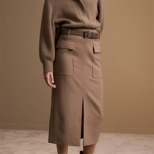 Grote foto windsor rok 100 virgin medium brown maat 36 kleding dames jurken en rokken