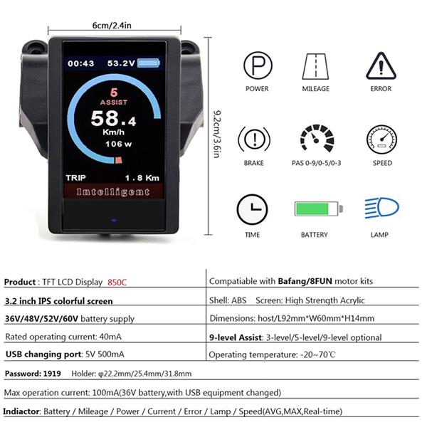 Grote foto 850c full color lcd bafang display fietsen en brommers elektrische fietsen