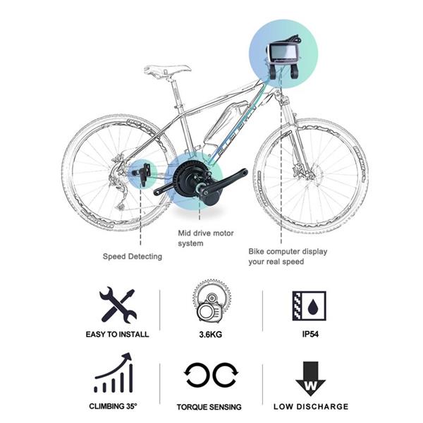 Grote foto tongsheng tsdz2 36v 250w 350w voor fietsen met terugtraprem fietsen en brommers elektrische fietsen