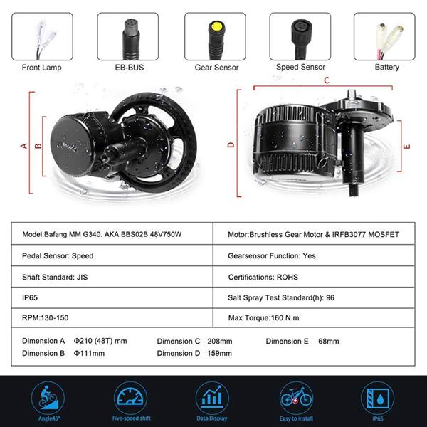 Grote foto bafang bbs02 48 v 750 w complete set incl batterij en lader fietsen en brommers elektrische fietsen