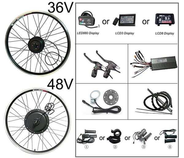 Grote foto wielmotor 48 volt 500w 1000w 1500w fietsen en brommers elektrische fietsen