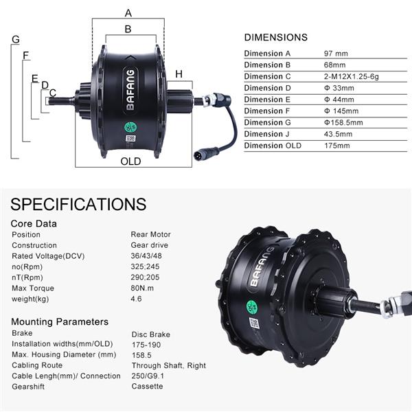 Grote foto bafang 48v 750w fat bike wheel hub motor kit fietsen en brommers elektrische fietsen